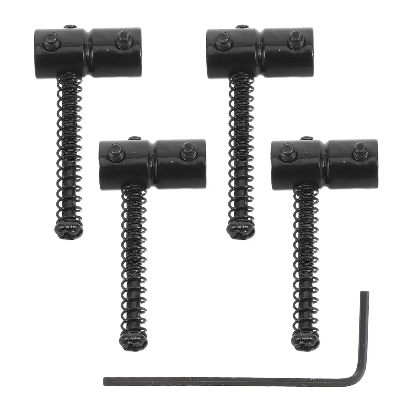 4Pcs Electric Bass Guitar Saddles Black Metal Replacement Bridge Component Height Adjustable for String Stability Reducing Buzz