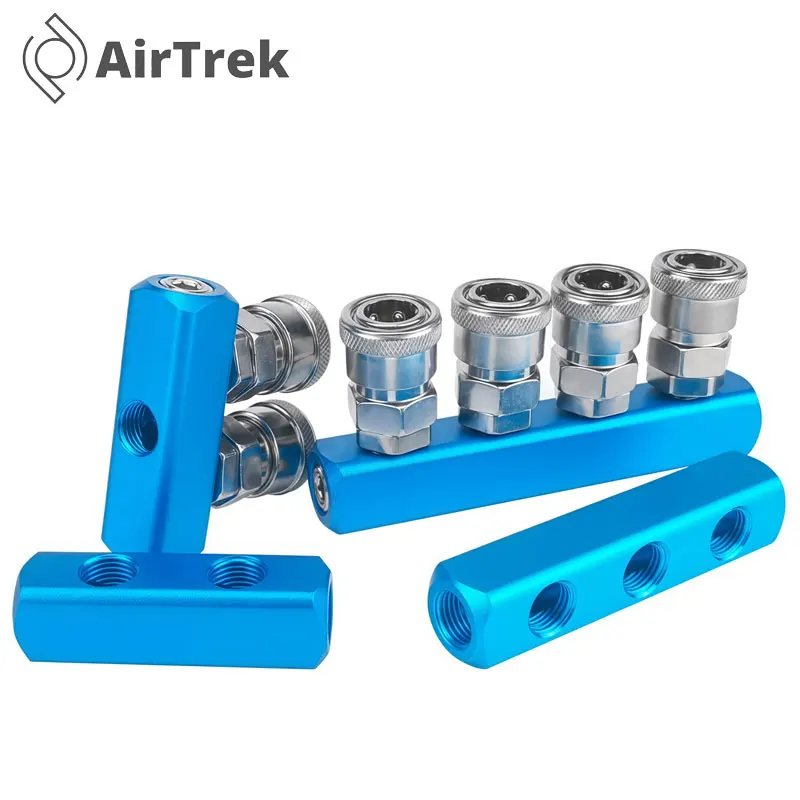 1/4 PT Thread Pneumatic Manifold Splitter with Quick Connectors Multiple Ports for Efficient Air Distribution