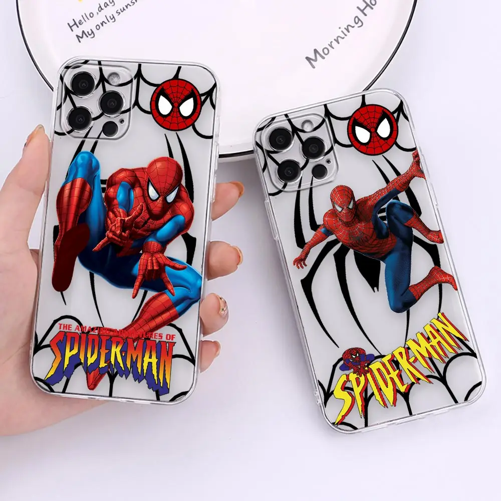 

Clear Phone Case For iPhone Apple 14 12 13 16 15 11 Pro SE 8 7 Plus X XR XS Max SE Case Funda Shell Marvel Spider-Man Combo