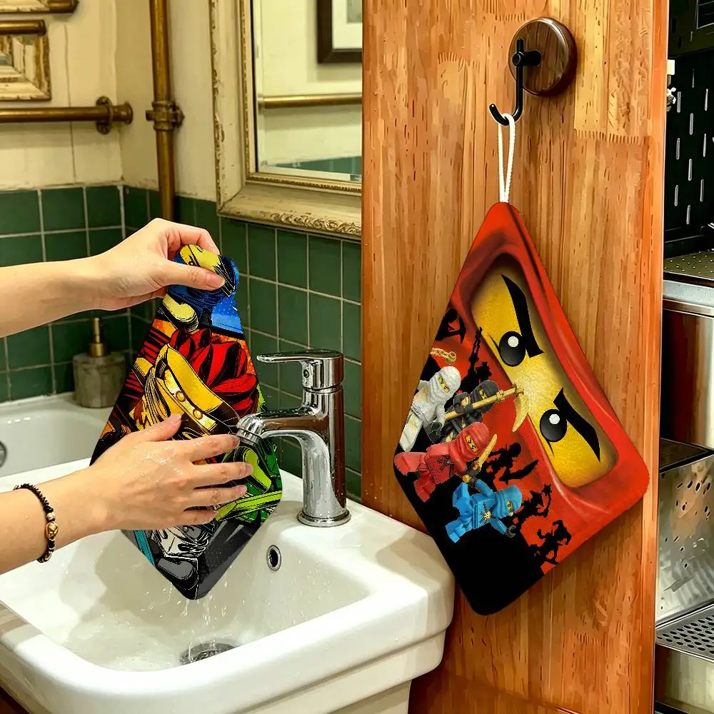 Game Ninjagos Polyester Cotton Hand Wiping Towel, Hanging Design, Durable for Household Restaurant Toilet Use