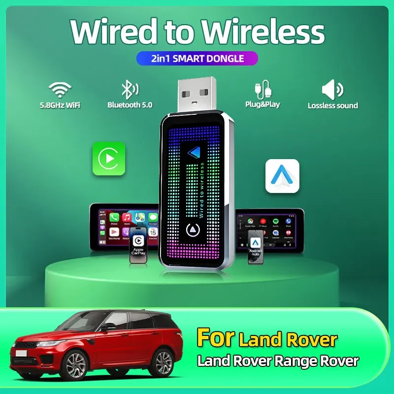 

Беспроводной CarPlay Android Auto Беспроводной адаптер Smart USB Dongle Box Plug and Play WiFi Быстрое подключение для Land Rover Range Rover