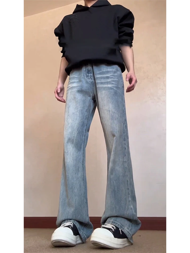 

American Sle High Waist Slim Fit Jeans Men's Cleanfit High Street Fce Lined Micro Flare Straight Leg Long Pants