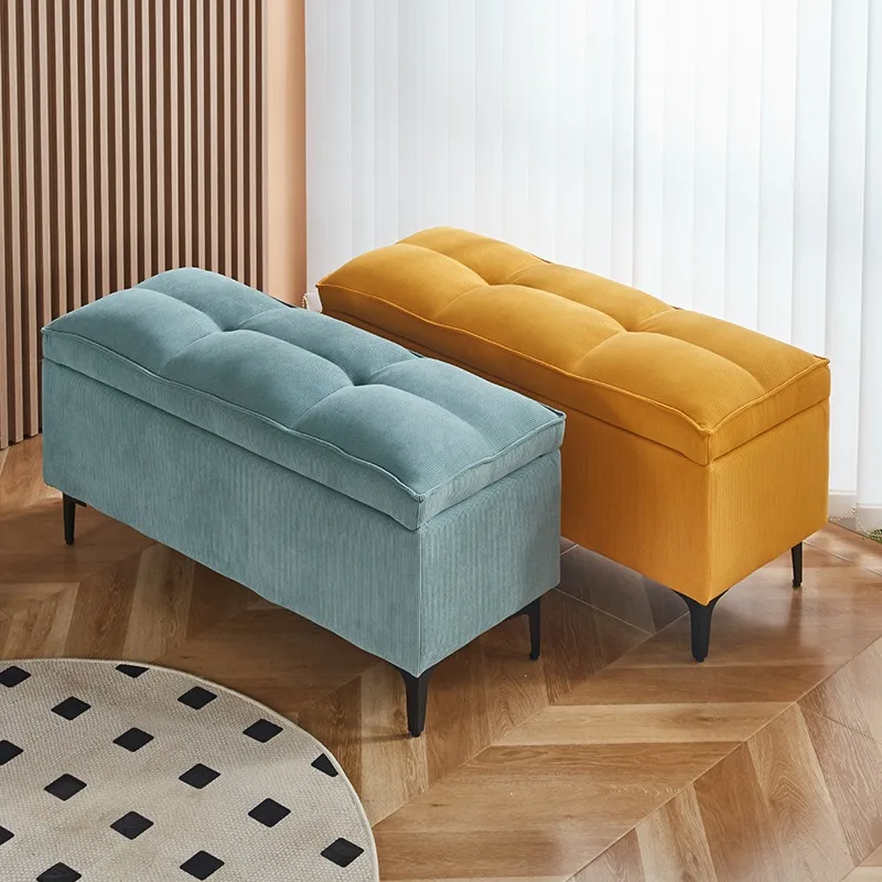Multipurpose entrance shoe change stool long strip storage stool cat scratching leather sofa stool clothing store fitting room
