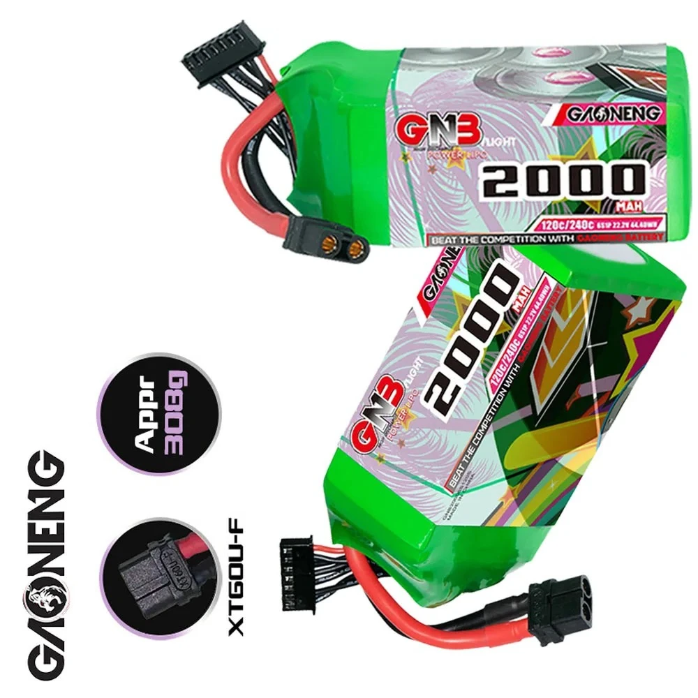 GNB 2000mAh 6S 22,2V LiPo | 120C-240C Burst | Plugue XT60 para helicóptero RC/Quadcopter/Drone de corrida FPV ​
