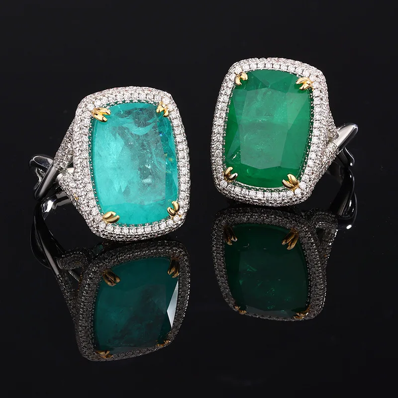 

2024 New Emerald Ring European and American Style Large Carat Fat Rectangular 13x18 Ring