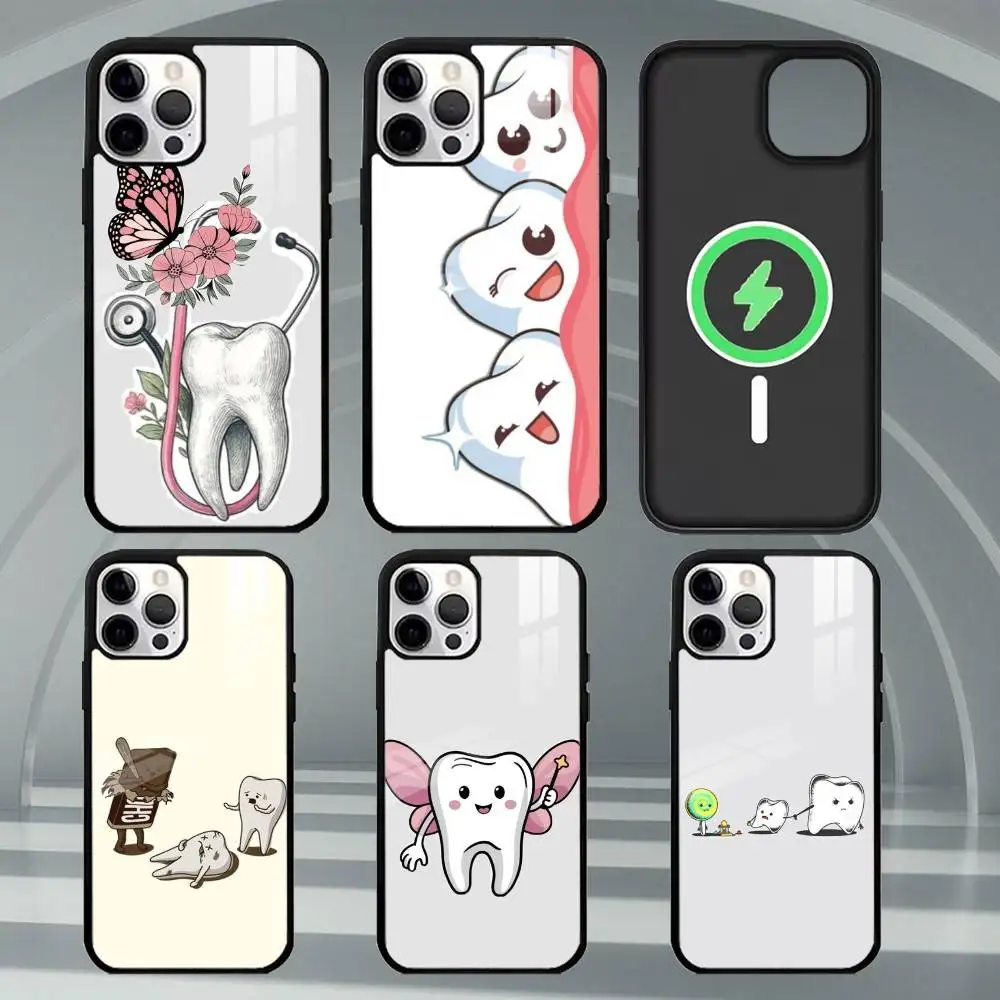 

T-Tooth Teeth Funny Dentist Phone Case For iPhone17,16,15,14,13,12,11 Plus,Pro Max Magnetic For Magsafe Wireless Charging