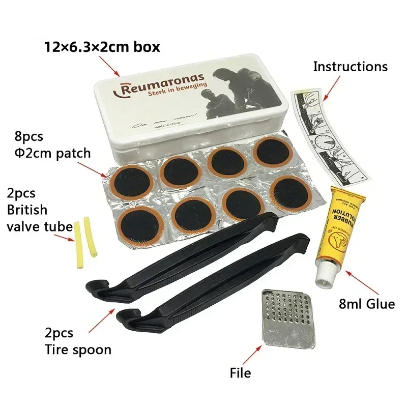 Bicycle Flat Tire Repair Kit Tool Set Portable Tyre Repair Rubber Patch Kit Glue Set Bike Inner Tube Puncture Patch Repair Tool