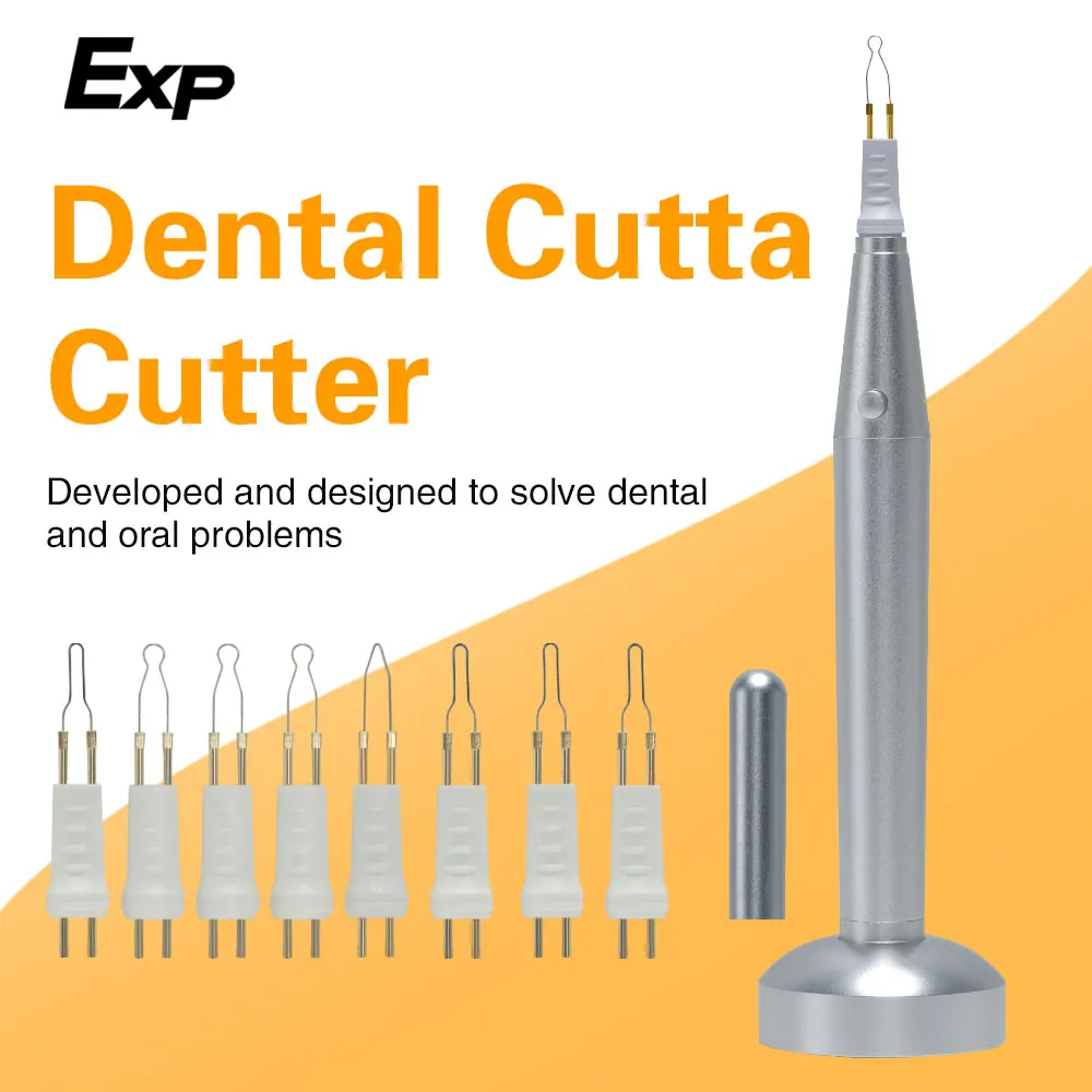 Exp Dental Gutta Percha Cutter Quick Heating AA Battery Powered with 8 Working Tips for Dental Auxiliary Gutta Percha Cutting To