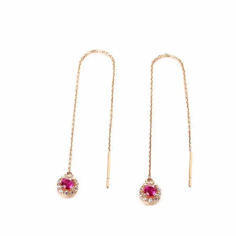 Long Drop Ear Line Hanging Earrings For Women Rose Gold Color Zirconia Crystal Threader Earing Ear Piercing Accessories Jewelry