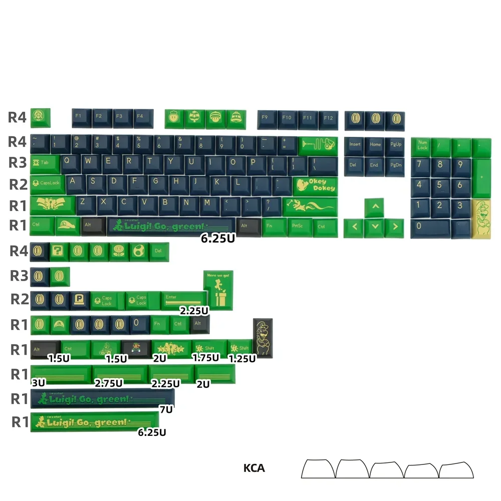 

Keycap Green Mechanical Keyboard PBT Keycap KCA Profile DYE Subbed 142 Keys ISO Enter 2U 2.25U 2.75U 3U 6.25U 7U Spacebar