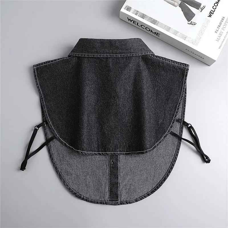 الدنيم وهمية طوق الأزياء قميص طوق المرأة الدنيم قميص انفصال ديكي طوق تحت بلوزة لسيدة الفتيات