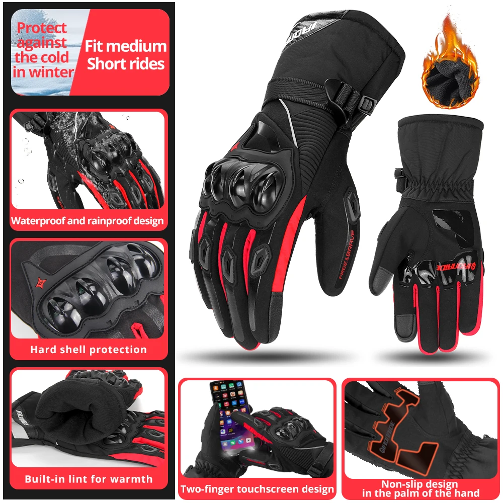

New Winter Warm Motorcycle Gloves Men Anti Drop Wear-resistant Waterproof Motorbike Riding Protective Touch Screen Gloves