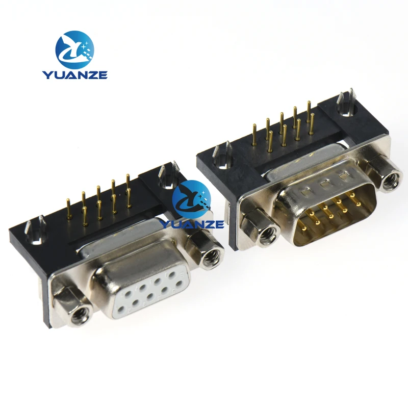 DR9 needle male/female RS232 serial port DB9 gold-plated welded plate industrial grade 90 degree Angle connector