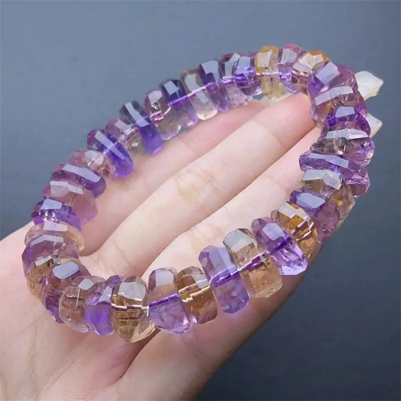 Natural Amethyst Facet Bracelet Fashion Bangles Women Healing Crystal DIY for Girls Ladies Jewelry 1PCS