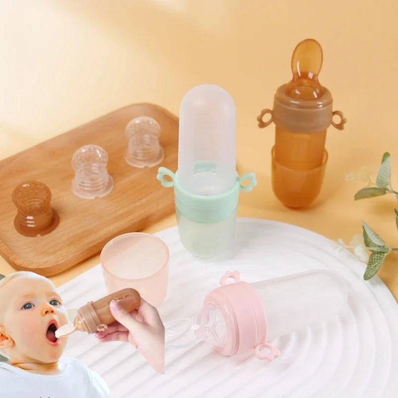 

Baby Bottle Silicone Spoon Rice Paste Spoon Baby Bottle Spoon Baby Food Supplement Nice Flour Squeeze Feeding Soft Spoon