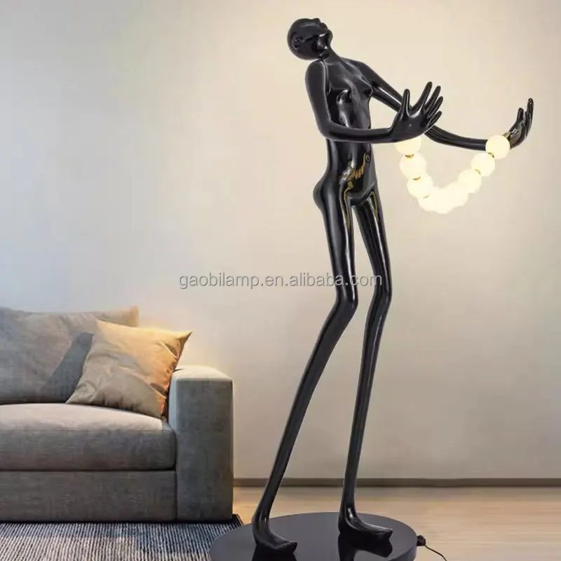 

Human-Like Minimalist Fiberglass Floor Lamp with LED 4100K Neutral White Large Size for Living Room