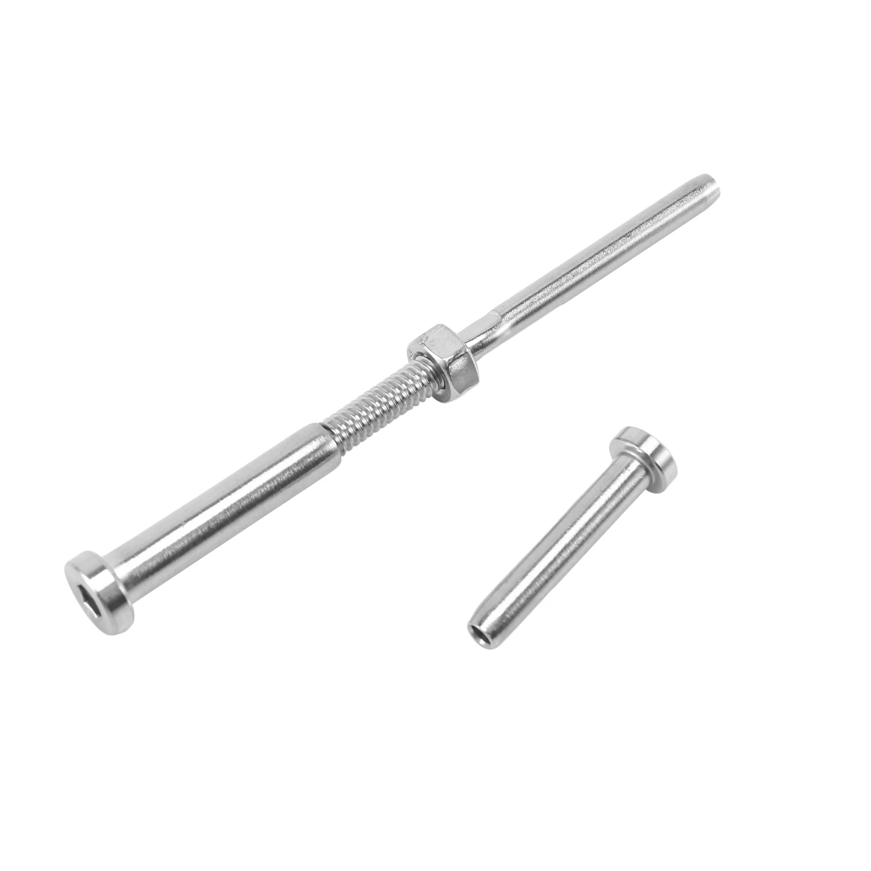 

ABBY-40 Pairs Stainless Steel 316 Grade Cable Railing Threaded Stud Tensioner Receiver & Flat Head Stemball Terminal
