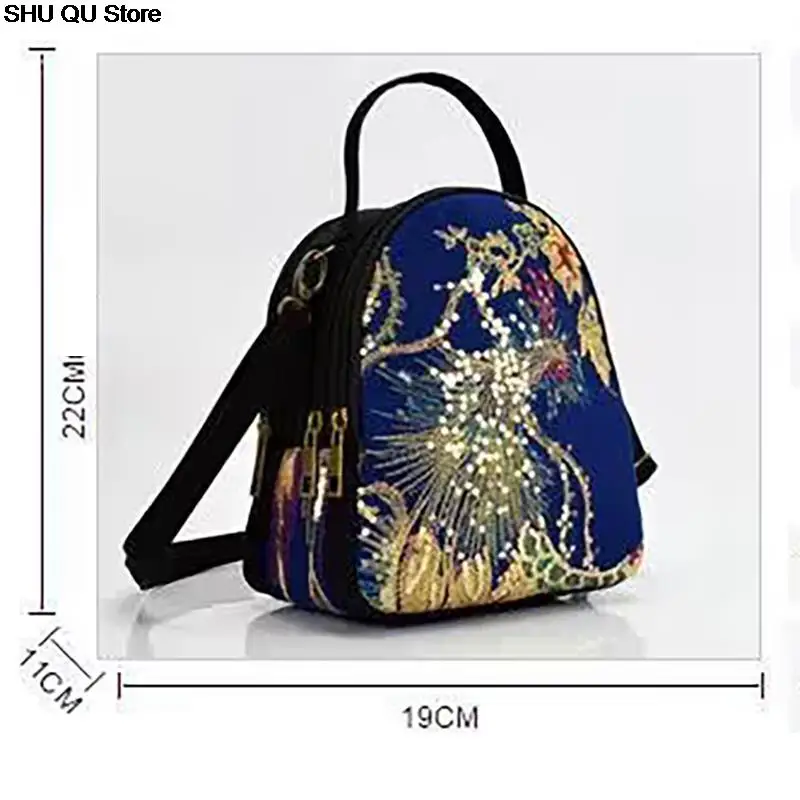 Retro Design Canvas Backpack Women Large Capacity Ethnic Backpack Handmade Embroidered Knapsack Female Travel Shoulder Rucksack
