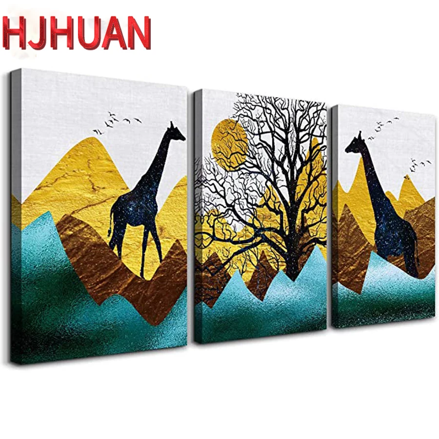 

3pcs diamond painting Abstract geometric mountain nordic minimalist decoration diamond embroidery square / round handmade gift