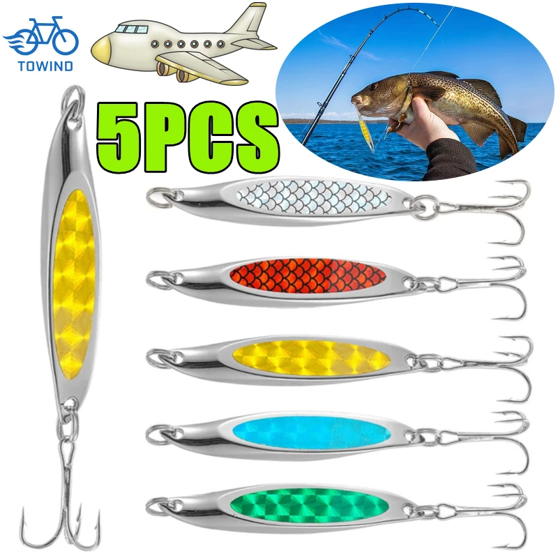 

5-1PC 7cm 21g Silver Plated Metal Spoon Lure with Holographic Laser Lure Sticker Artificial Fish Scale Skin Spoon Lure Hard Bait