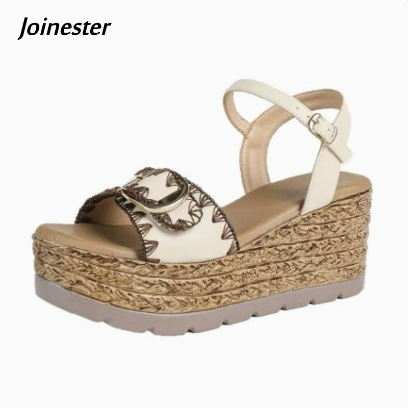Women's Open Toe Ankle Strap Wedge Sandal Height Increased Summer High Heeled Shoe for Girls Fashion Platform Footwear