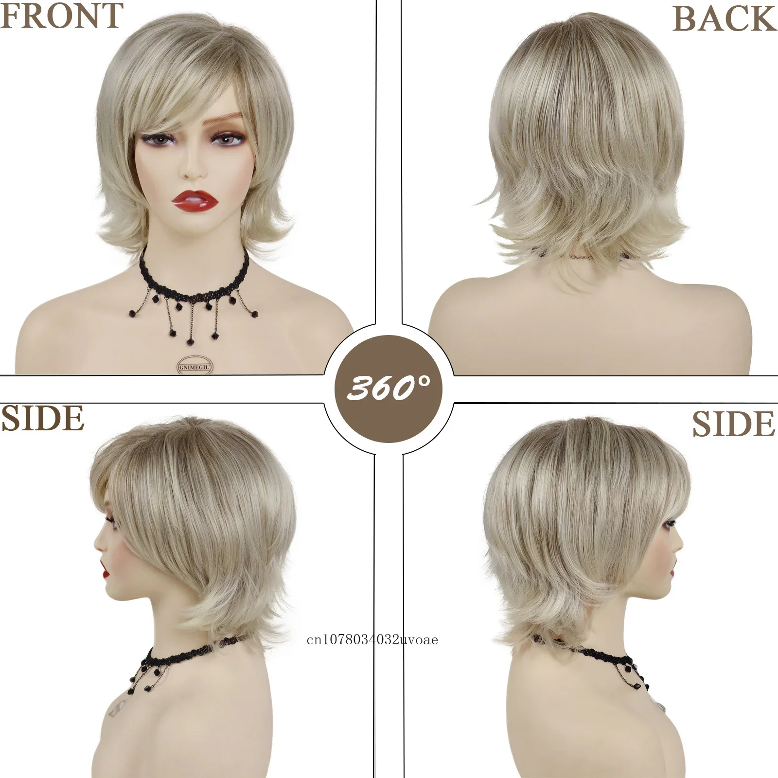 Short Blonde Wigs Female with Bangs Synthetic Natural Hairstyle Mommy Wig Ombre Blond Wigs Woman Straight Haircuts Soft Daily