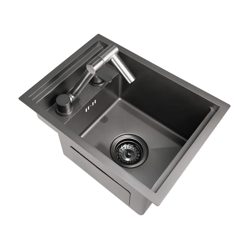 CanRun CUPC Certified Luxury Stainless Steel SS304 Lightweight Single Bowl Kitchen Sink Foldable Faucet For Caravan Campervan