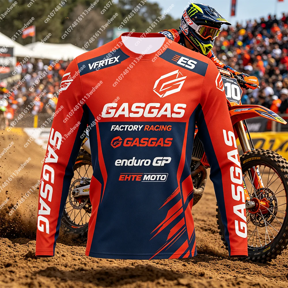 2026 GASGAS Motorrad-Renn-T-Shirt Schnelltrocknendes Motorrad-T-Shirt Herren Langarm-Oberteil Motorrad-Fahranzug
