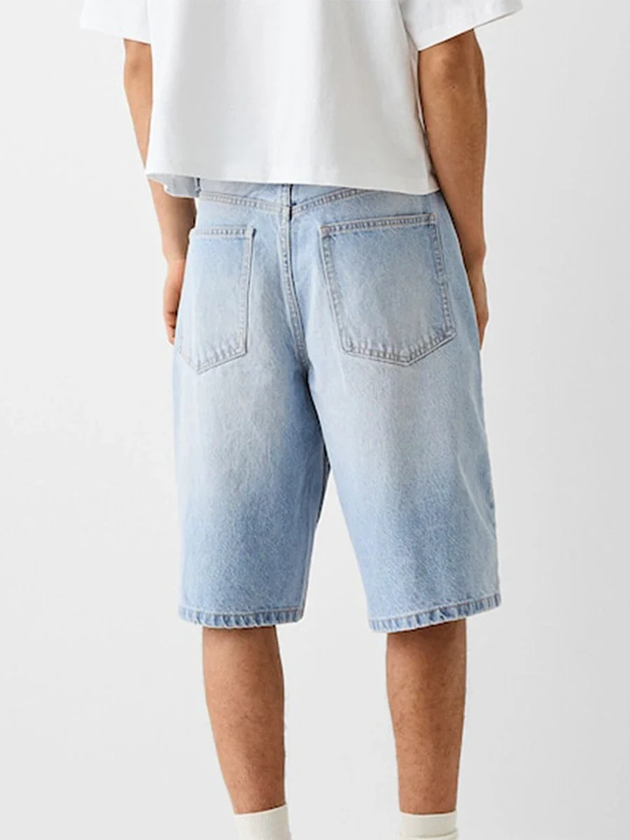 Men Denim Shorts Zipper Button Closure Summer Casual Shorts with Pockets Male Trendy Fashion Short Jeans for Streetwear Y2K 00s