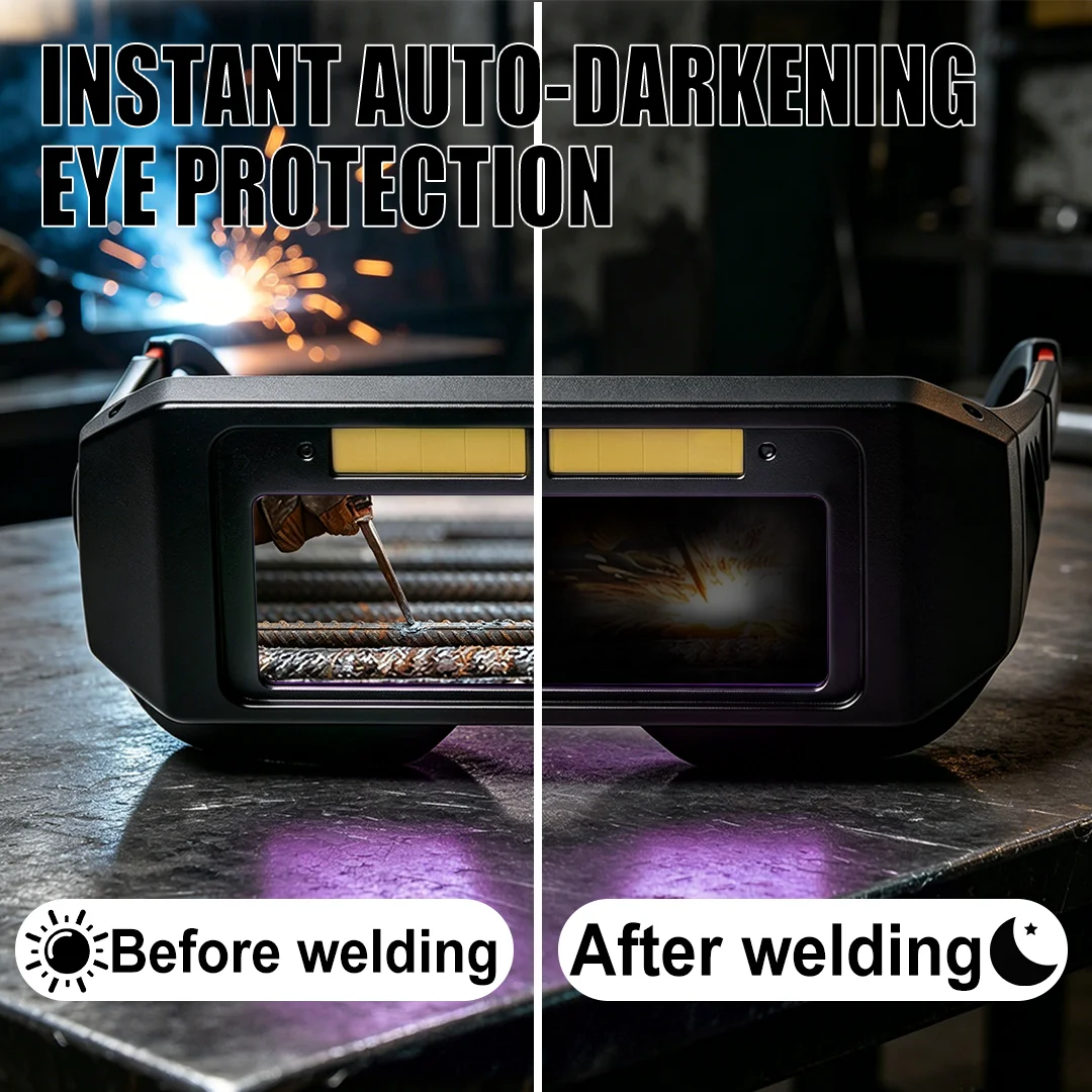 Solar Powered Auto Darkening Welding Goggles LCD Welder Glasses With Headband Eye Protection TIG MIG MMA Plasma Welder Glasses image 2