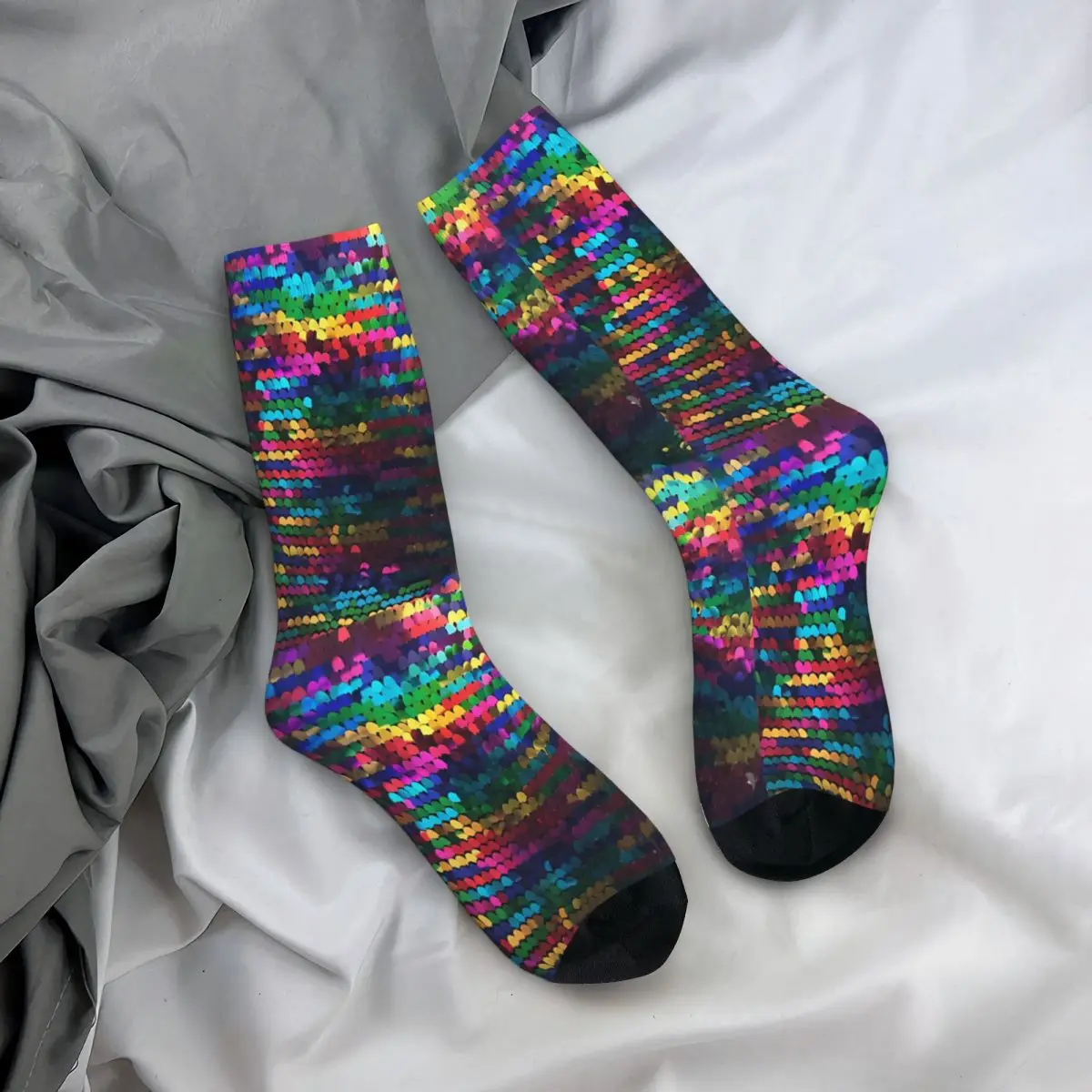 Rainbow Sequins Socks Male Mens Women Winter Stockings Hip Hop