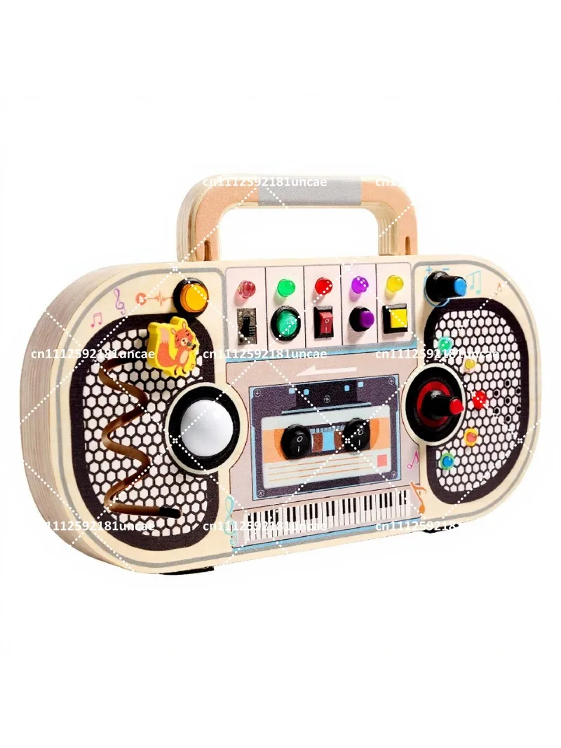 Wooden Busy Board with Light Switch & Socket - Early Education Hands-On Learning Toy for Kids