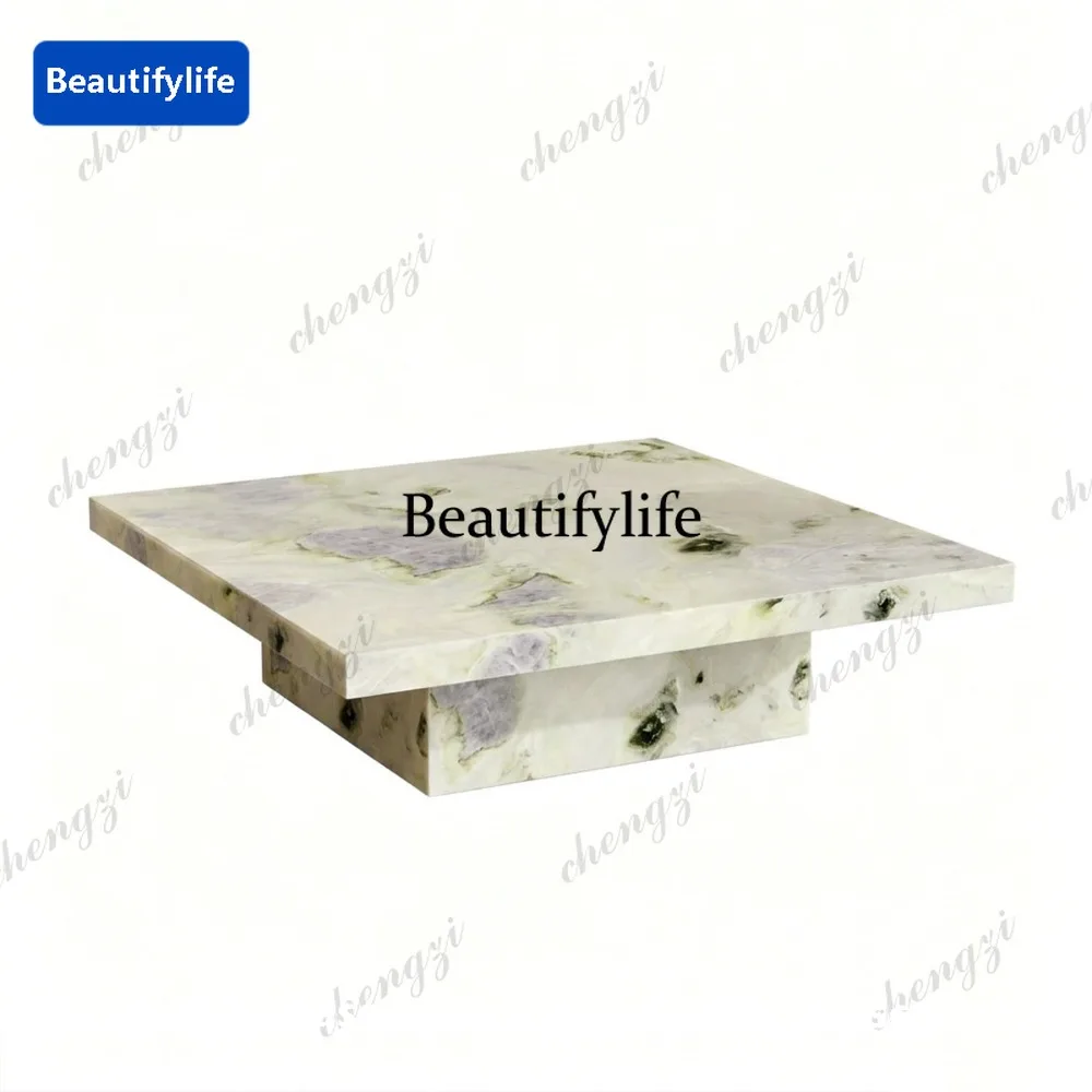 PP Italian light luxury high-end natural marble square coffee table designer living room coffee table