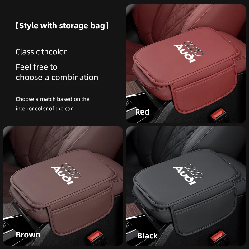 For Audi Sline A1 A2 A3 A4 A5 A6 A7 A8 Q1 Q2 Q3 Q4 Q5 Q6 Q7 Q8 TT RS3 Leather Car Armrest Console Cover Cushion Support Box Case