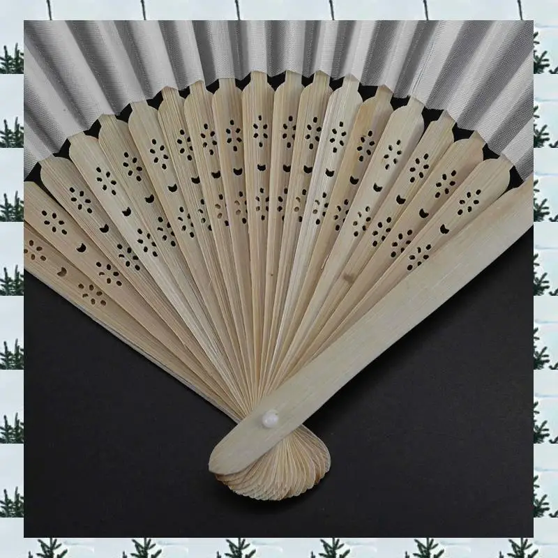 

ABLG 30 Pcs/Lot 21Cm White Color Fabric Hand Fan, Silk Hand Fan Wedding Party Promotion Favor