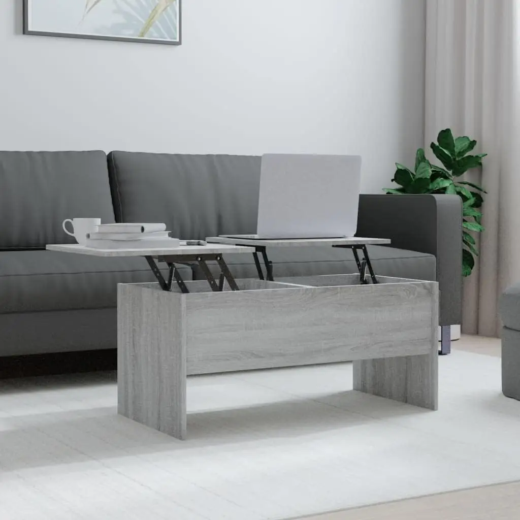 Coffee Table Gray Sonoma 40.2""X19.9""X18.3"" Engineered Wood, End Tables, Living Table, Center Tables For Living Room, Living