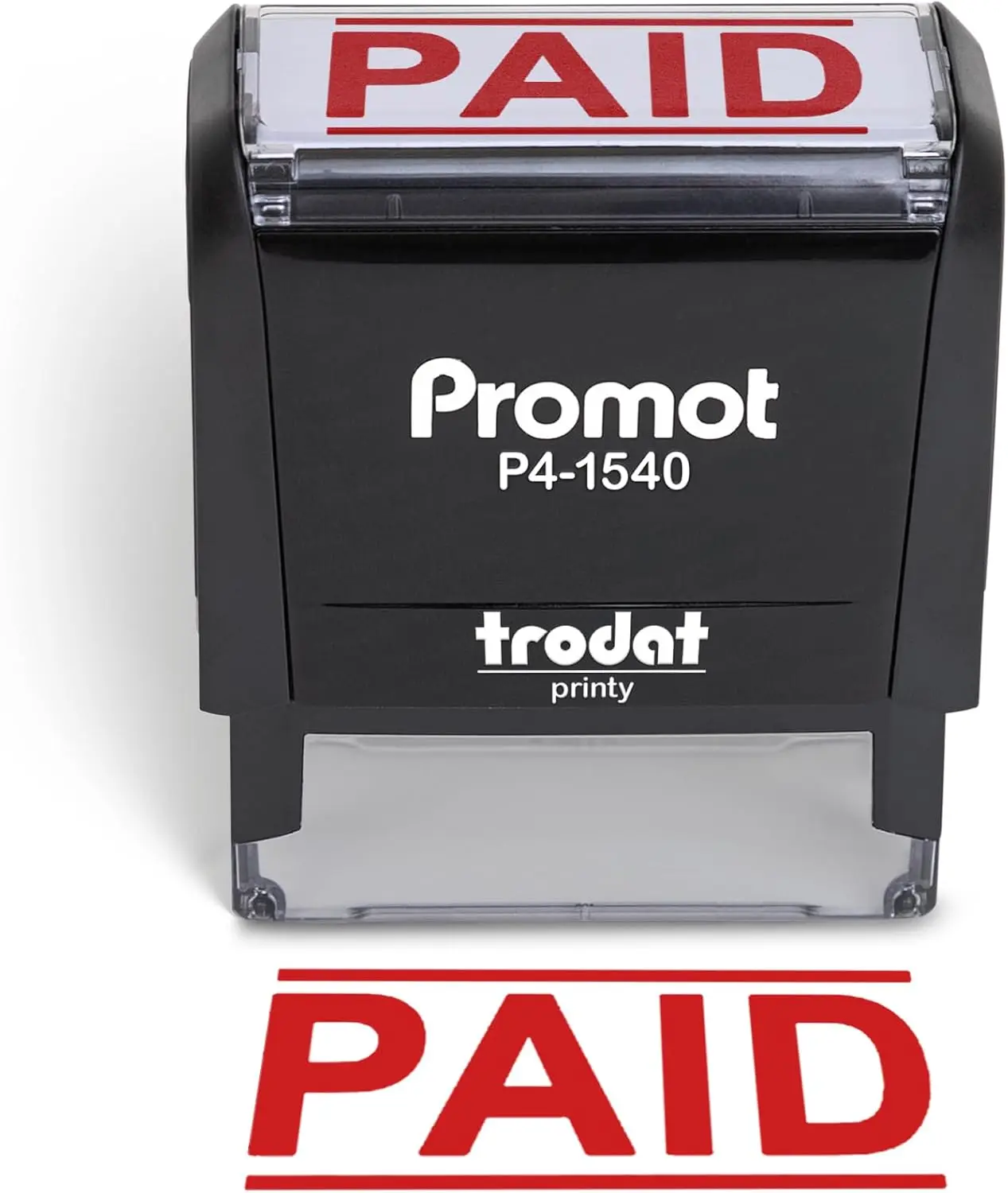 Self-Inking Paid Stamp Red Refillable Office Stamp Quick One-Hand Operation Durable