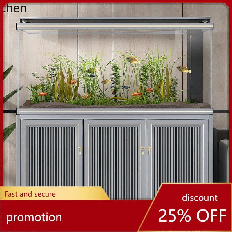 

HXL ultra-white glass light luxury fish tank living room medium-sized intelligent ecological bottom filter goldfish ornamental