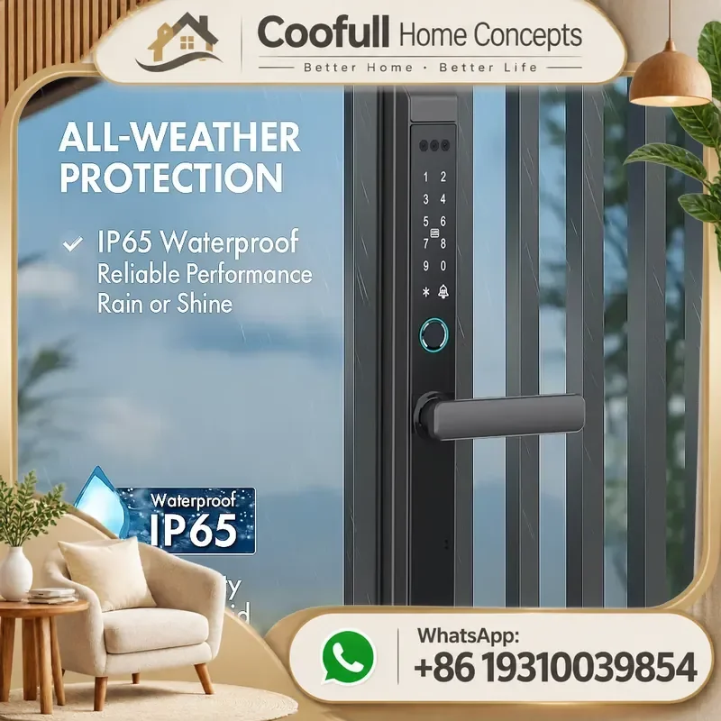 Smart Door Lock Fingerprint WiFi Keyless Entry Zinc Alloy Weatherproof Electronic Security For Home Apartment Office Use