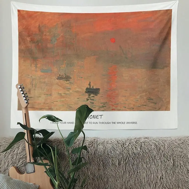 Retro Art Oil Painting Landscape Wall Tapestry Wall Hanging Nature Scenery Living Room Bedroom Dorm Home Decor