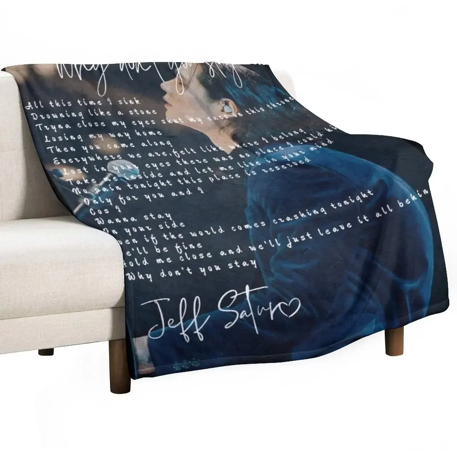 Jeff satur why don't you stay English lyric Throw Blanket christmas gifts Furrys Cute Plaid Moving Nap Blankets