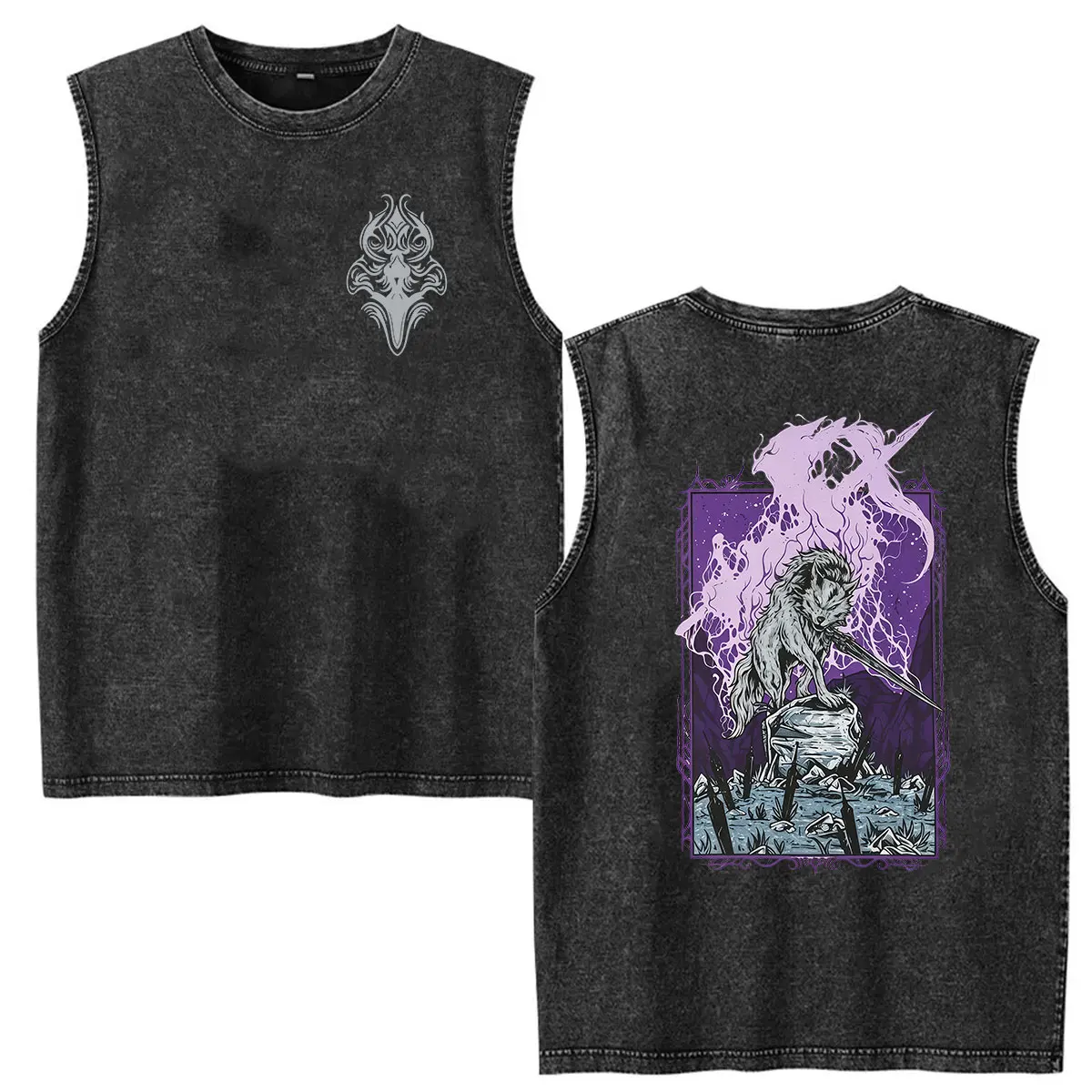 2026 Game Dark Souls Praise The Sun Washed Vest T Shirt Men's Summer Fashion Vintage Oversized T-shirt Tank Top 100% Cotton Tees view 3