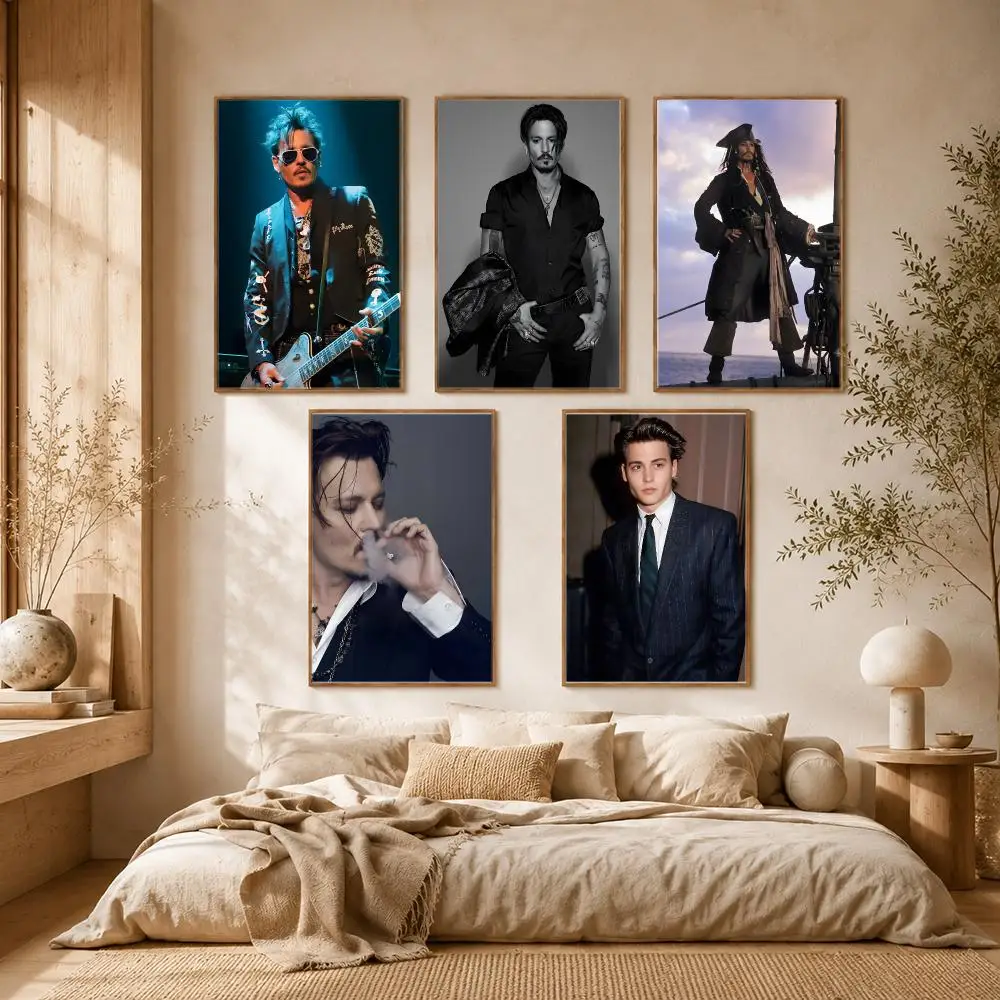Johnny Depp Actor Celebrity Poster Self-adhesive Advanced Aesthetic Printing Paper Wall Art for Living Room Home Decor