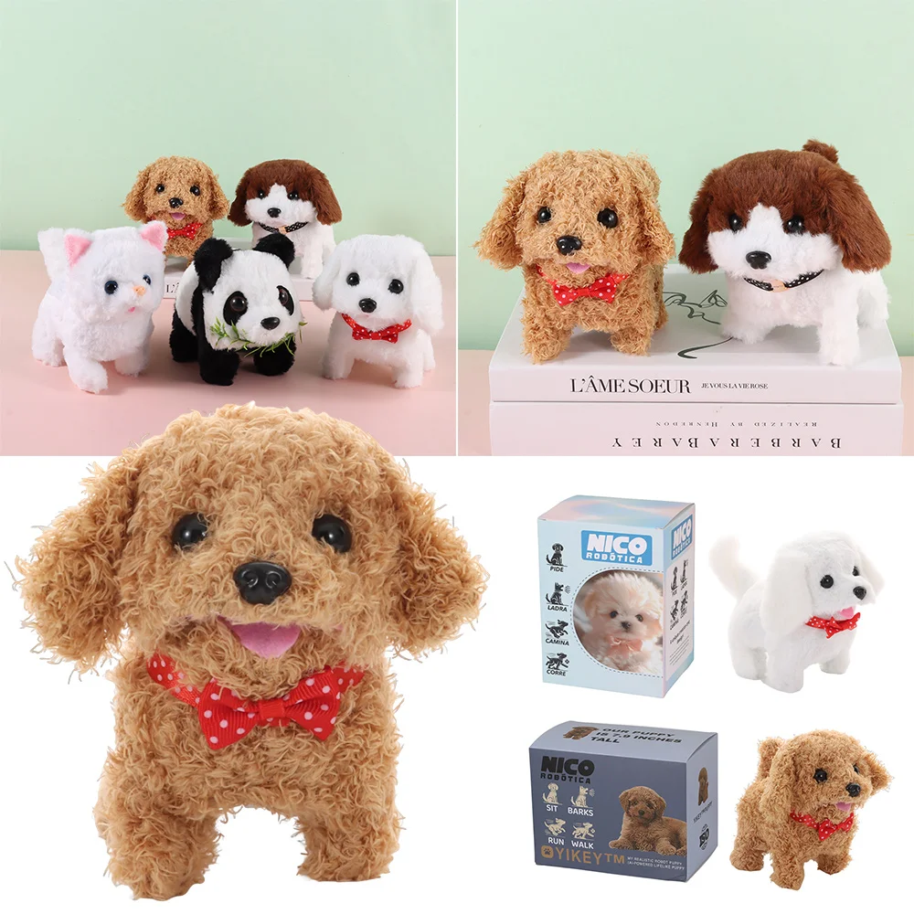 

Fashion Plush My Realistic Robot Puppy Walking Barking Simulated Puppy Tail Wagging Interactive Plush Robot Dog for Chilren
