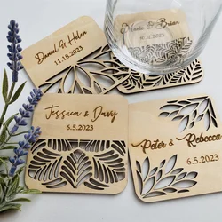 Custom Name Coasters Wedding Save The Date Personalized Wooden Rustic Coasters Anniversary Party Guest Gift Wedding Favors