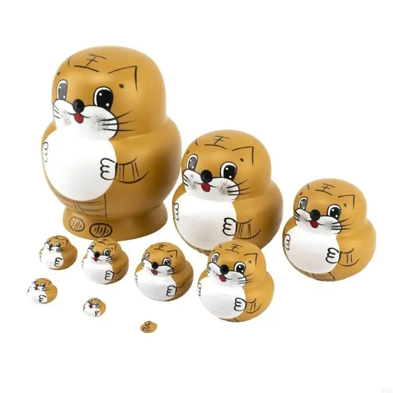 97BC 古典的なマトリョーシカ スタッキング人形 10 個セット手作りロシア入れ子人形子供の手と目の調整装飾おもちゃ