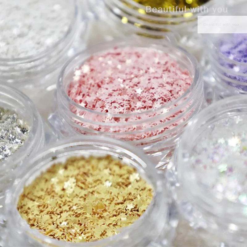1Jar 1mm Mini Sprankelende Ster Nagel Glitter Fonkelende Nageldecoratie Nagelsalon Ontwerp Leuke Accessoires DIY Nail Art Design
