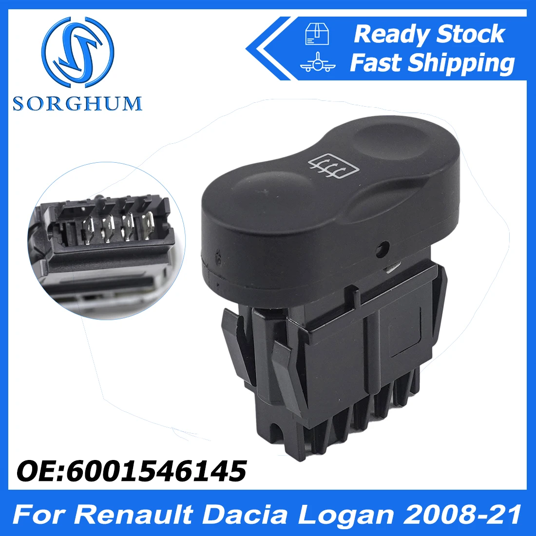 SORGHUM 6001546145 For Renault Dacia Logan 08-21 4P Rear Window Control Switch Button Defrost Heating Car accessories 8200710682