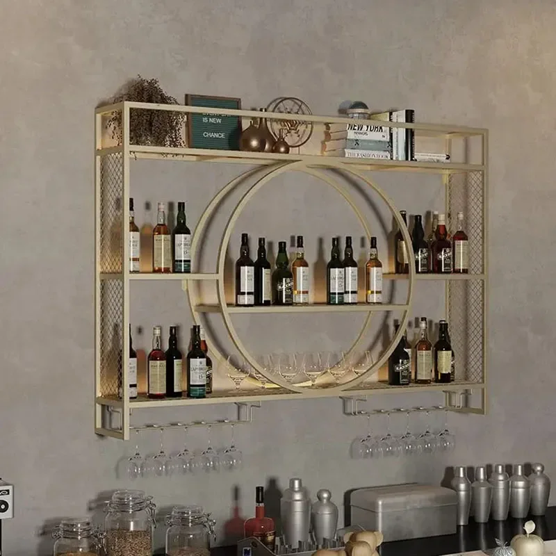 Armario organizador de barra de almacenamiento, mueble para cocina, esquina, sala de estar, Mostrador de café, Wijnrek, Metaal Zwart, muebles para