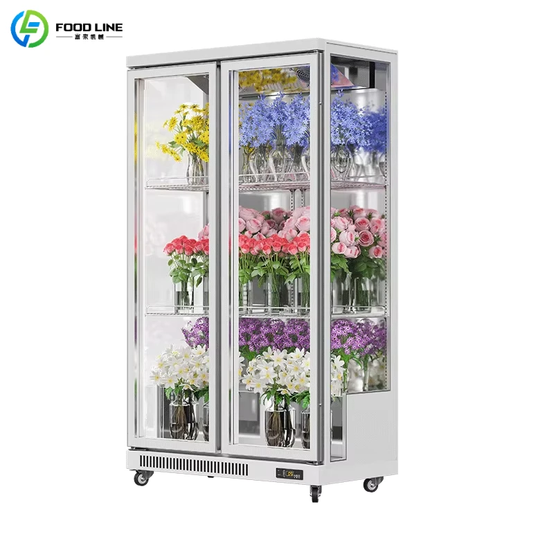 Customized Classic Style Flower Display Cabinet Floral Refrigerator Wholesale Traditional Glass Door Fresh Flower Cooler Cabinet